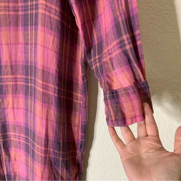 Free People X Cp Shades Womens plaid maxi Top 100% linen in valentine XS - Picture 6 of 11